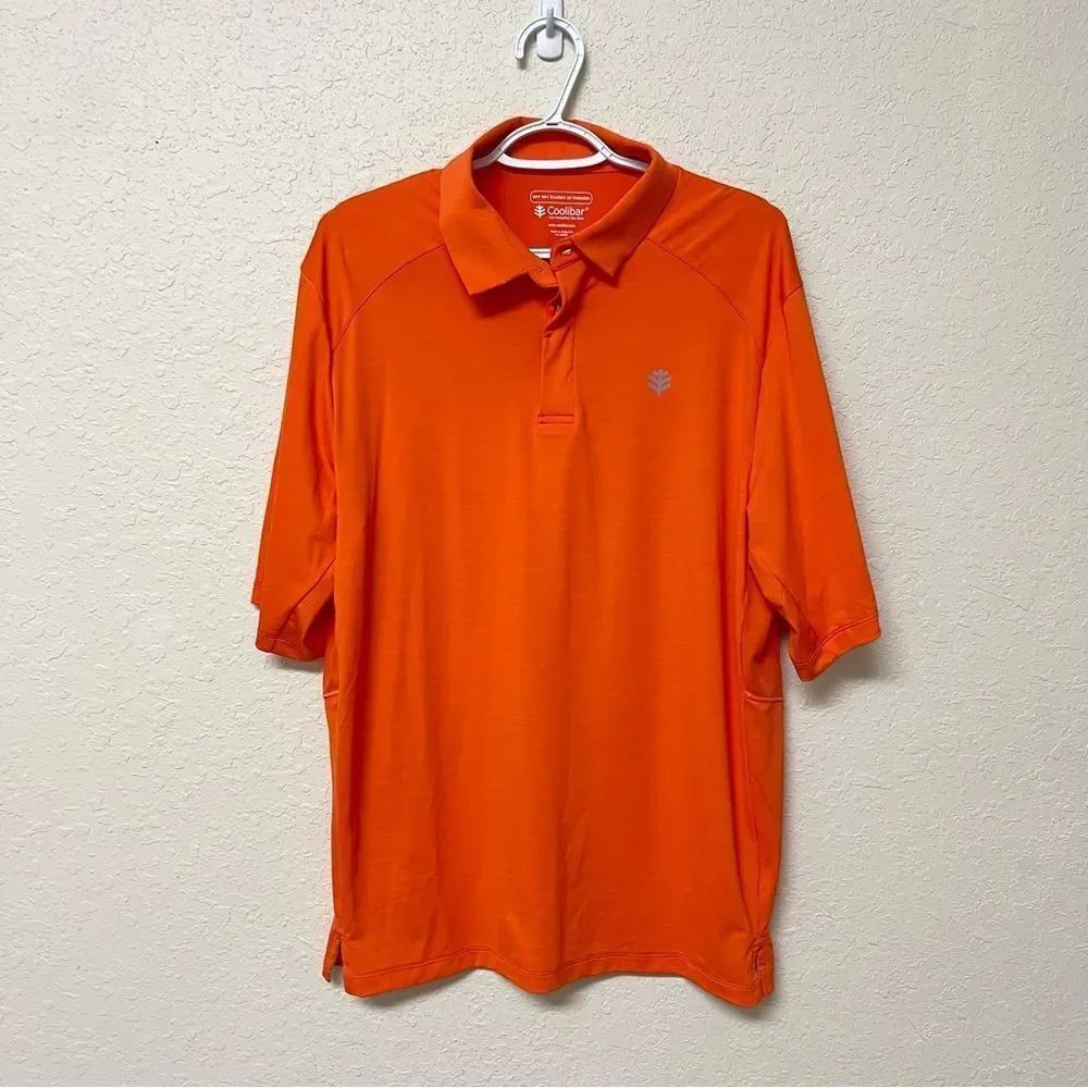 Coolibar Collar Shirt Mens Golf Polo UPF 50 Performance Size L Orange